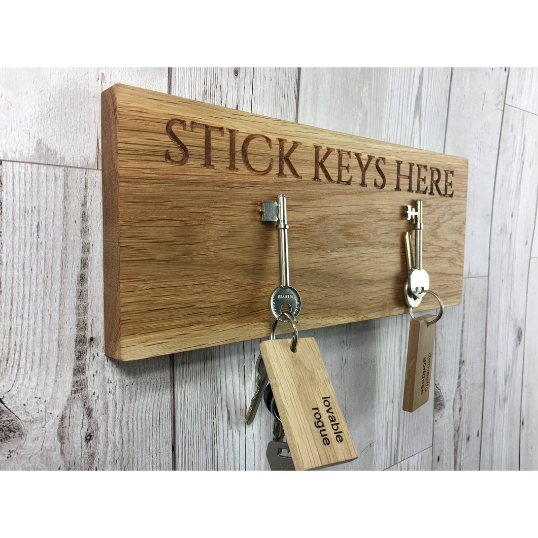 Magnetic key rack | personalised | key hooks | key storage | key bowl | oak hooks | wood key rack | housewarming gift.