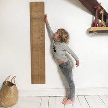 Load image into Gallery viewer, Solid oak growth chart, personalised, height chart, christening gift, kids room decor, engraved ruler.
