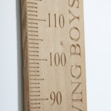 Load image into Gallery viewer, Solid oak growth chart, personalised, height chart, christening gift, kids room decor, engraved ruler.
