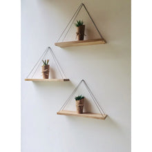 Load image into Gallery viewer, Oak hanging shelf | plant shelf | plant display | wall decor | shelving |plant stand | housewarming gift.
