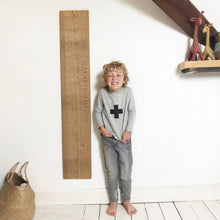 Load image into Gallery viewer, Solid oak growth chart, personalised, height chart, christening gift, kids room decor, engraved ruler.
