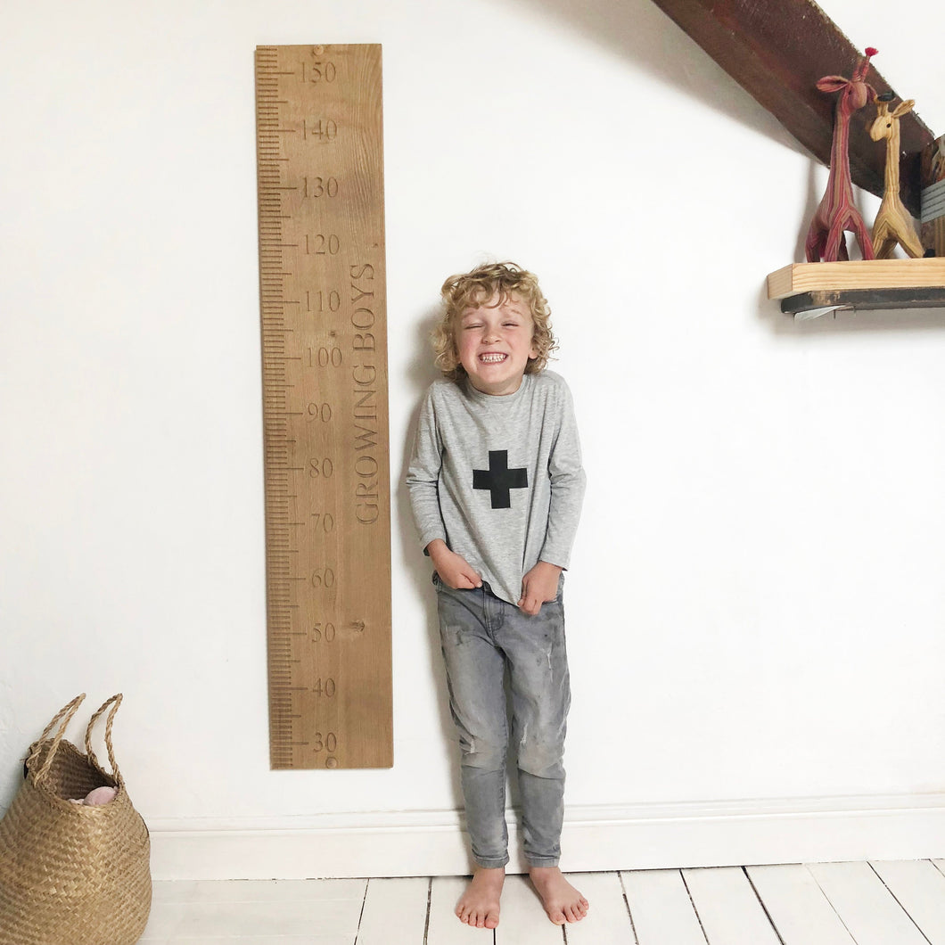 Solid oak growth chart, personalised, height chart, christening gift, kids room decor, engraved ruler.